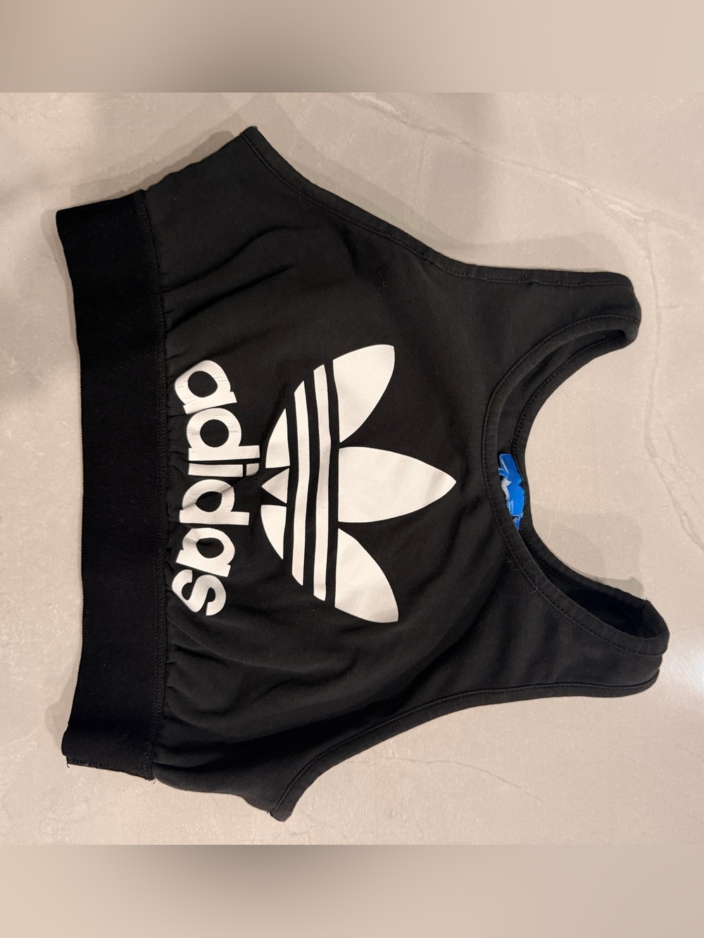 adidas Black Crop Tank with White Trefoil